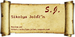 Sikolya Jolán névjegykártya
